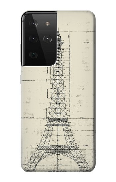 S3474 Eiffel Architectural Drawing Case Cover Custodia per Samsung Galaxy S21 Ultra 5G