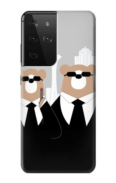 S3557 Bear in Black Suit Case Cover Custodia per Samsung Galaxy S21 Ultra 5G