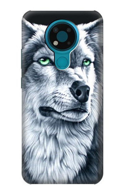 S0123 Grim White Wolf Case Cover Custodia per Nokia 3.4