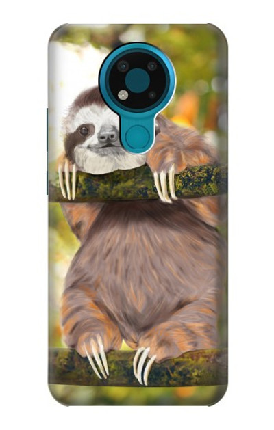 S3138 Cute Baby Sloth Paint Case Cover Custodia per Nokia 3.4