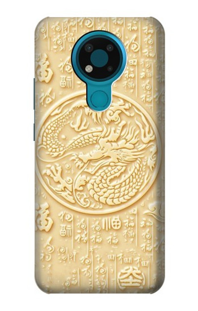 S3288 White Jade Dragon Graphic Painted Case Cover Custodia per Nokia 3.4