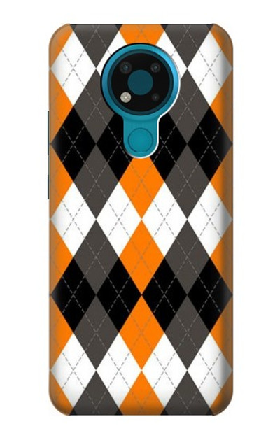 S3421 Black Orange White Argyle Plaid Case Cover Custodia per Nokia 3.4