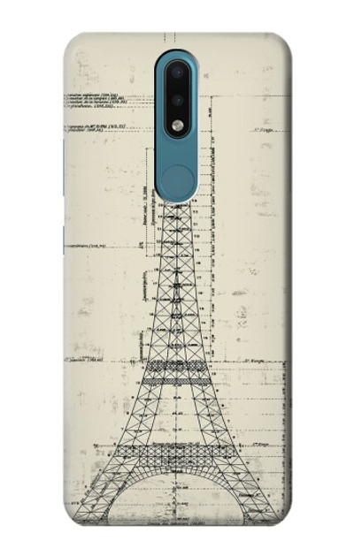 S3474 Eiffel Architectural Drawing Case Cover Custodia per Nokia 2.4