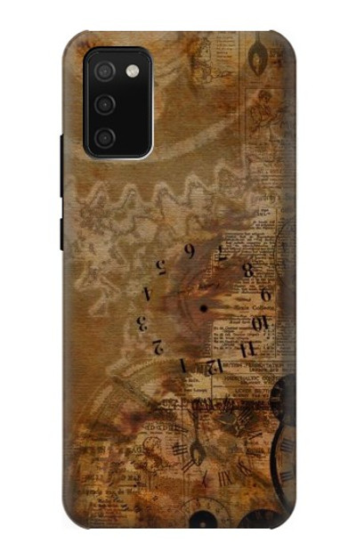 S3456 Vintage Paper Clock Steampunk Case Cover Custodia per Samsung Galaxy A02s, Galaxy M02s