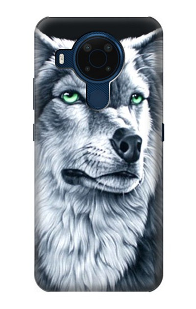 S0123 Grim White Wolf Case Cover Custodia per Nokia 5.4