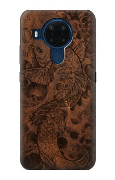 S3405 Fish Tattoo Leather Graphic Print Case Cover Custodia per Nokia 5.4