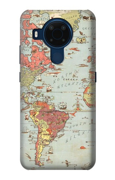 S3418 Vintage World Map Case Cover Custodia per Nokia 5.4