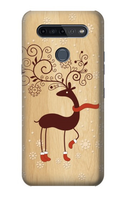 S3081 Wooden Raindeer Graphic Printed Case Cover Custodia per LG K51S