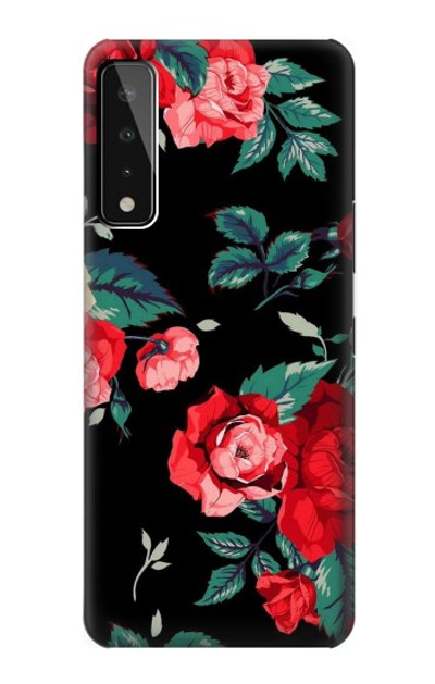 S3112 Rose Floral Pattern Black Case Cover Custodia per LG Stylo 7 5G