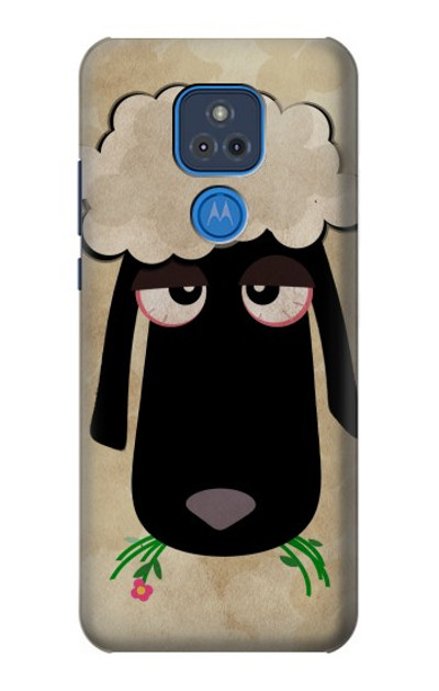 S2826 Cute Cartoon Unsleep Black Sheep Case Cover Custodia per Motorola Moto G Play (2021)