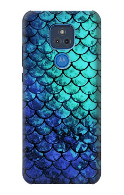 S3047 Green Mermaid Fish Scale Case Cover Custodia per Motorola Moto G Play (2021)