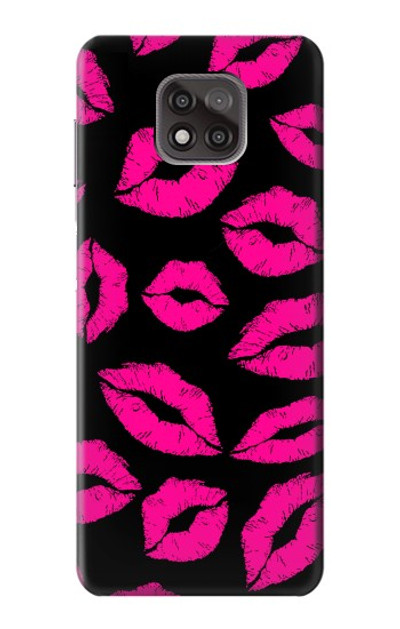 S2933 Pink Lips Kisses on Black Case Cover Custodia per Motorola Moto G Power (2021)