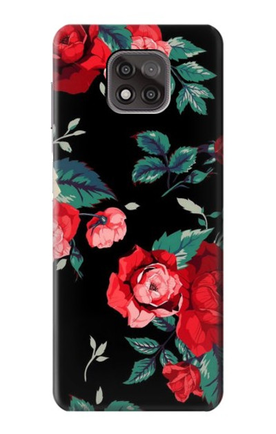 S3112 Rose Floral Pattern Black Case Cover Custodia per Motorola Moto G Power (2021)