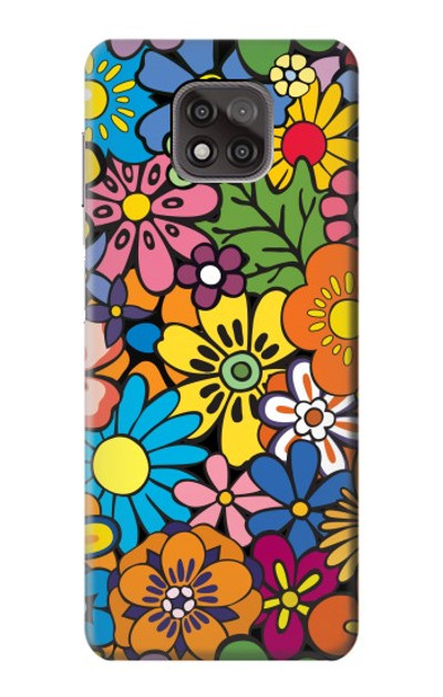 S3281 Colorful Hippie Flowers Pattern Case Cover Custodia per Motorola Moto G Power (2021)