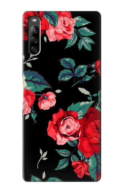 S3112 Rose Floral Pattern Black Case Cover Custodia per Sony Xperia L5