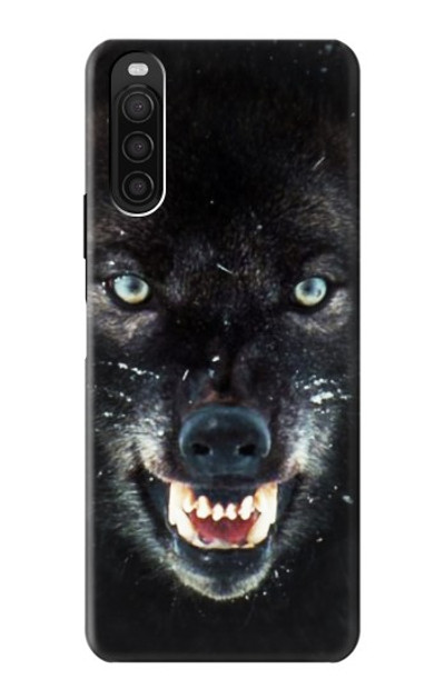 S2823 Black Wolf Blue Eyes Face Case Cover Custodia per Sony Xperia 10 III