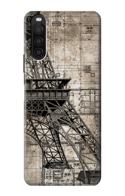 S3416 Eiffel Tower Blueprint Case Cover Custodia per Sony Xperia 10 III