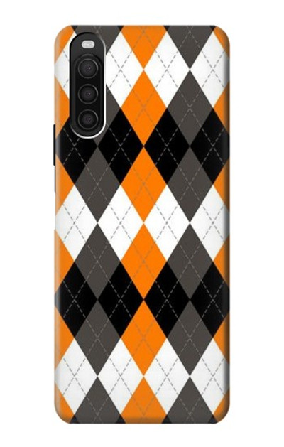 S3421 Black Orange White Argyle Plaid Case Cover Custodia per Sony Xperia 10 III