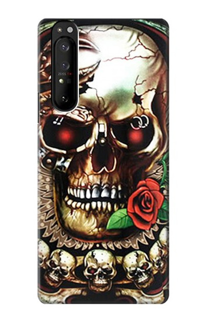 S0753 Skull Wing Rose Punk Case Cover Custodia per Sony Xperia 1 III S0753 Skull Wing Rose Punk Case Cover Custodia per Sony Xperia 1 III