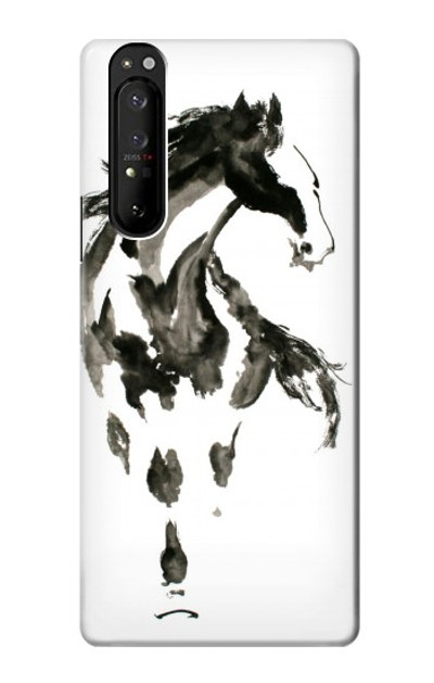 S1031 Horse Paintbrush Case Cover Custodia per Sony Xperia 1 III S1031 Horse Paintbrush Case Cover Custodia per Sony Xperia 1 III