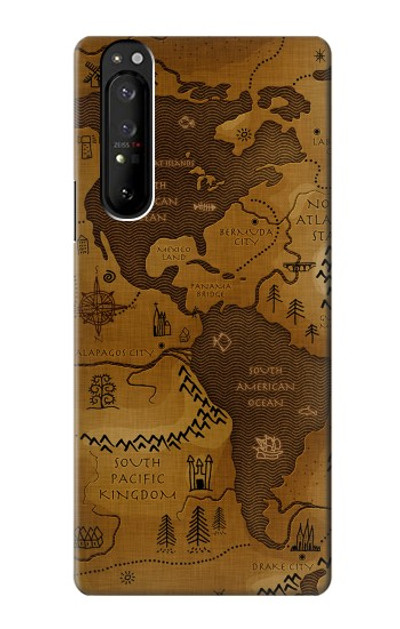 S2861 Antique World Map Case Cover Custodia per Sony Xperia 1 III