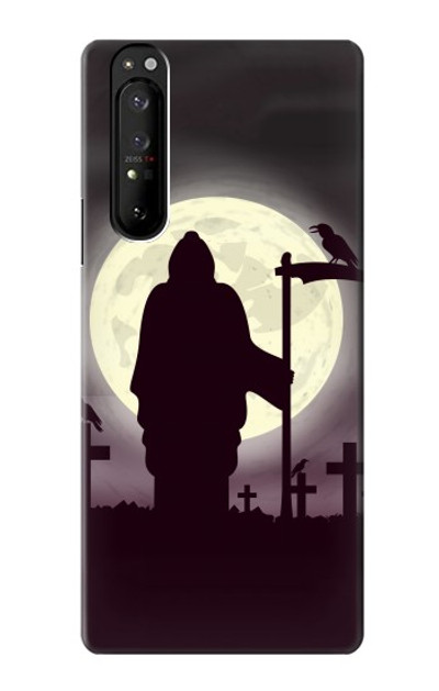 S3262 Grim Reaper Night Moon Cemetery Case Cover Custodia per Sony Xperia 1 III