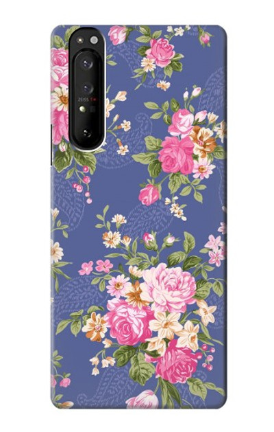 S3265 Vintage Flower Pattern Case Cover Custodia per Sony Xperia 1 III