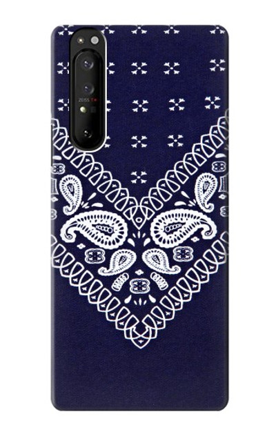 S3357 Navy Blue Bandana Pattern Case Cover Custodia per Sony Xperia 1 III