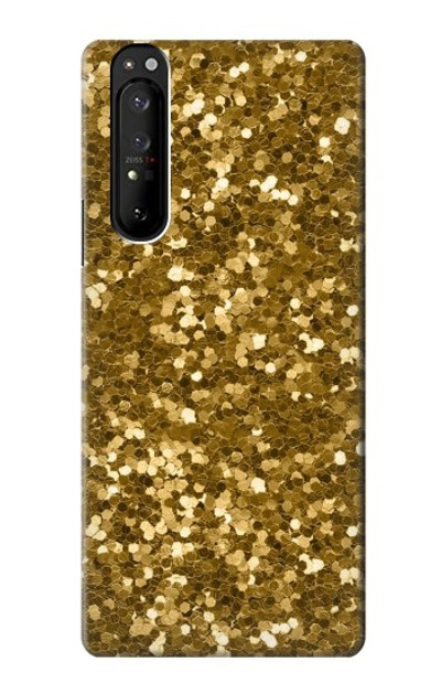 S3388 Gold Glitter Graphic Print Case Cover Custodia per Sony Xperia 1 III