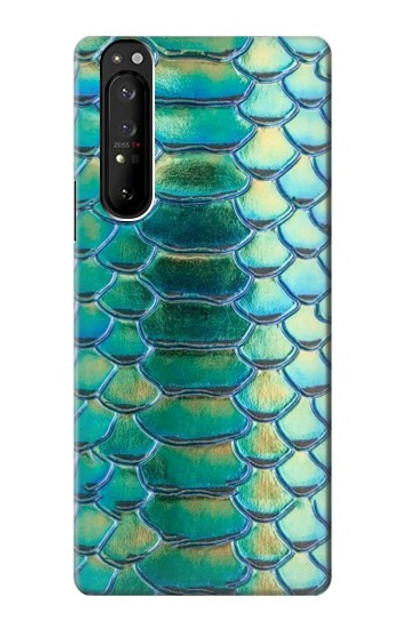 S3414 Green Snake Scale Graphic Print Case Cover Custodia per Sony Xperia 1 III