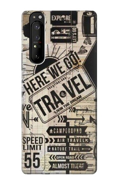 S3441 Vintage Travel Case Cover Custodia per Sony Xperia 1 III