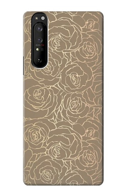 S3466 Gold Rose Pattern Case Cover Custodia per Sony Xperia 1 III