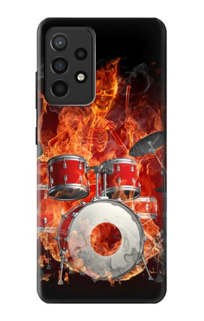 S1431 Skull Drum Fire Rock Case Cover Custodia per Samsung Galaxy A52, Galaxy A52 5G