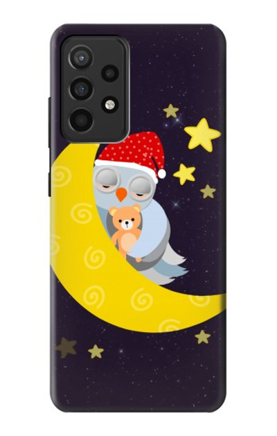 S2849 Cute Sleepy Owl Moon Night Case Cover Custodia per Samsung Galaxy A52, Galaxy A52 5G