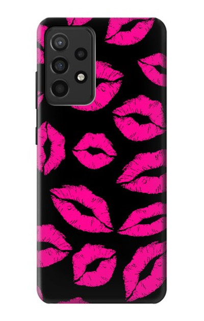 S2933 Pink Lips Kisses on Black Case Cover Custodia per Samsung Galaxy A52, Galaxy A52 5G