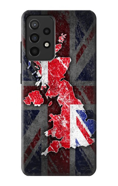 S2936 UK British Flag Map Case Cover Custodia per Samsung Galaxy A52, Galaxy A52 5G