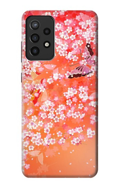 S2543 Japanese Kimono Style Flower Pattern Case Cover Custodia per Samsung Galaxy A72, Galaxy A72 5G
