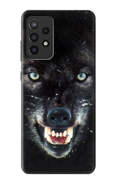 S2823 Black Wolf Blue Eyes Face Case Cover Custodia per Samsung Galaxy A72, Galaxy A72 5G