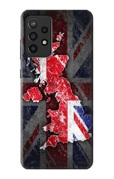 S2936 UK British Flag Map Case Cover Custodia per Samsung Galaxy A72, Galaxy A72 5G