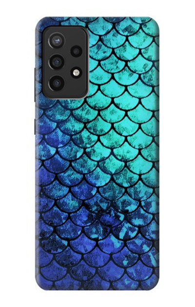 S3047 Green Mermaid Fish Scale Case Cover Custodia per Samsung Galaxy A72, Galaxy A72 5G