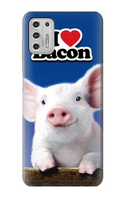 S0608 I Love Bacon Cute Baby Pig Case Cover Custodia per Motorola Moto G Stylus (2021)
