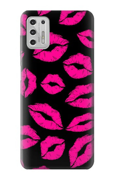 S2933 Pink Lips Kisses on Black Case Cover Custodia per Motorola Moto G Stylus (2021)