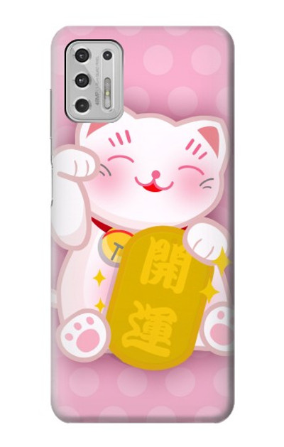 S3025 Pink Maneki Neko Lucky Cat Case Cover Custodia per Motorola Moto G Stylus (2021)