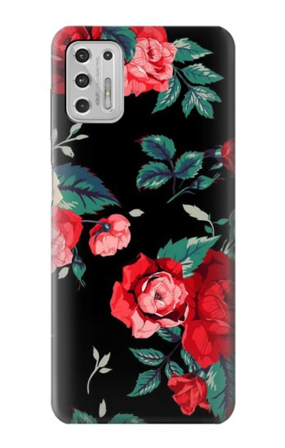 S3112 Rose Floral Pattern Black Case Cover Custodia per Motorola Moto G Stylus (2021)