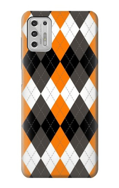 S3421 Black Orange White Argyle Plaid Case Cover Custodia per Motorola Moto G Stylus (2021)