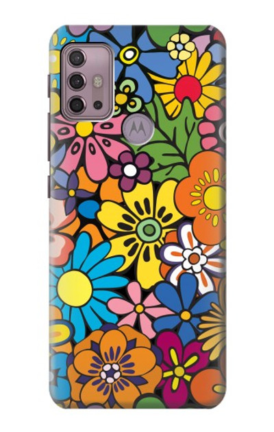 S3281 Colorful Hippie Flowers Pattern Case Cover Custodia per Motorola Moto G30, G20, G10