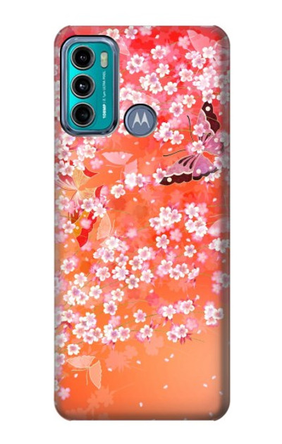 S2543 Japanese Kimono Style Flower Pattern Case Cover Custodia per Motorola Moto G60, G40 Fusion