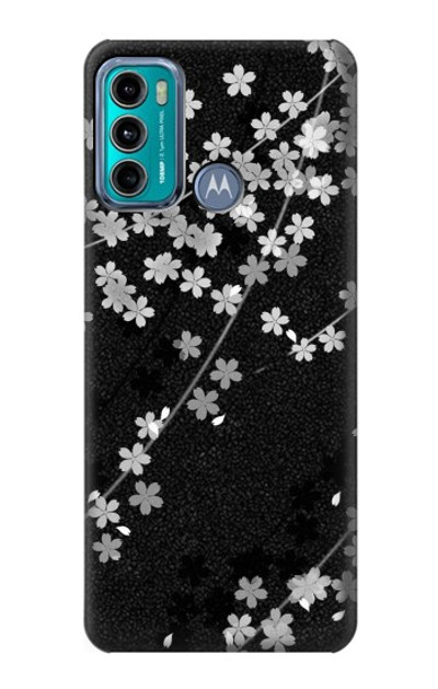 S2544 Japanese Kimono Style Black Flower Pattern Case Cover Custodia per Motorola Moto G60, G40 Fusion