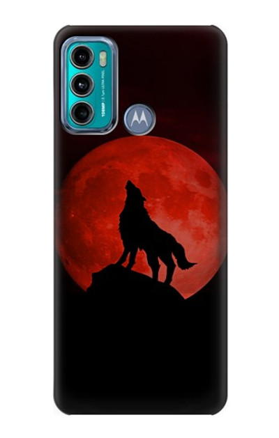 S2955 Wolf Howling Red Moon Case Cover Custodia per Motorola Moto G60, G40 Fusion