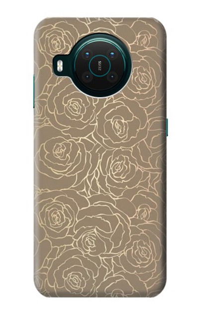 S3466 Gold Rose Pattern Case Cover Custodia per Nokia X10